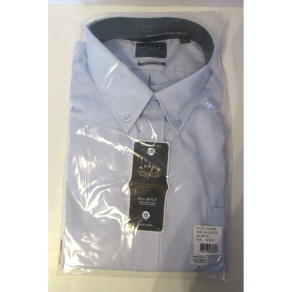 Eagle Shirtmakers Stretch Neck Blue Oxford Button Down Dress Shirt NIP Size 3XL - Picture 4 of 7